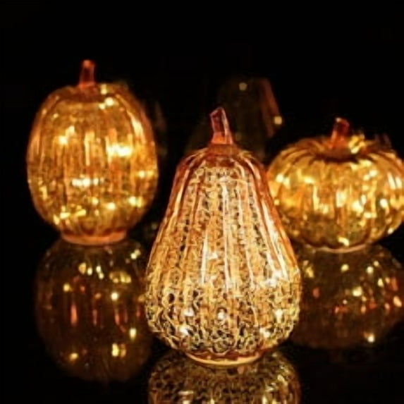 Pumpkin Decor under $5! Yannianjz Mercury Glass Pumpkin Light with Timer, Led Pumpkin Lamp, Ideal for Halloween Fall Decoration, Thanksgiving Rustic Decor, Xmas Decor