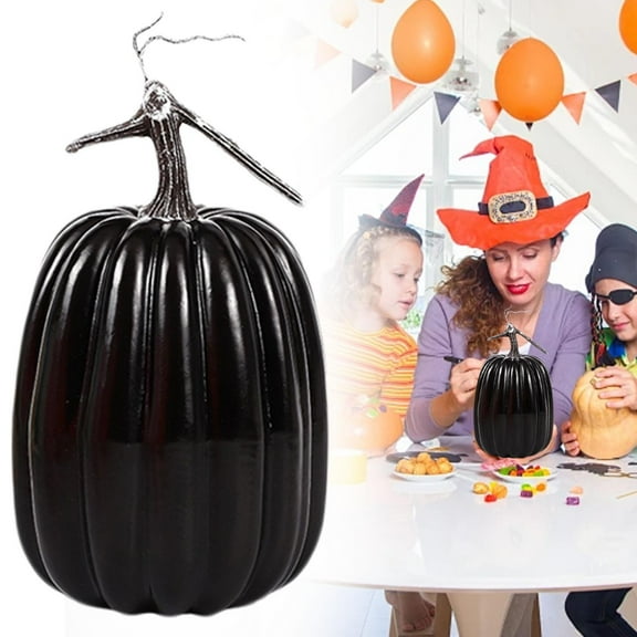 Pumpkin Decor - DIY Paintable White/Black/Orange/Gold/Beige, Realistic Thick Stem, Halloween & Christmas Craft, Indoor Outdoor Display for Home, Mantel, Table Centerpiece