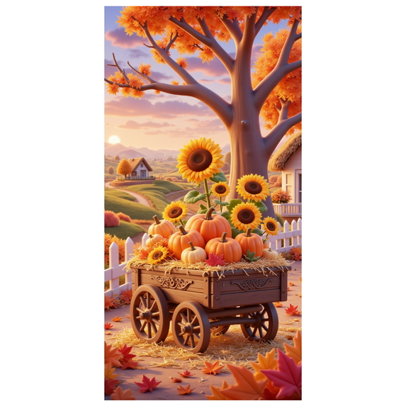 Pumpkin Decor Fall Scene Harvest Theme Banner for Thanksgiving Outdoor Decoration Autumn Display