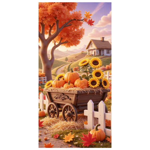 Pumpkin Decor Fall Scene Harvest Theme Banner for Thanksgiving Outdoor Decoration Autumn Display