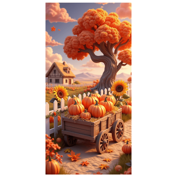 Pumpkin Decor Fall Scene Harvest Theme Banner for Thanksgiving Outdoor Decoration Autumn Display