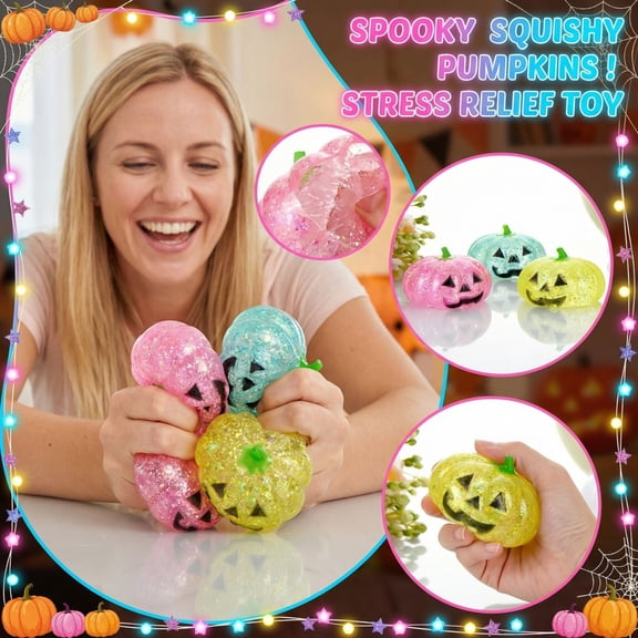 Pumpkin Decor Halloween, Pumpkin Stress Ball, 3X4 In, Halloween Squeeze, Teal Party Decorations, Tension Easing, Table Display, 1 Pc