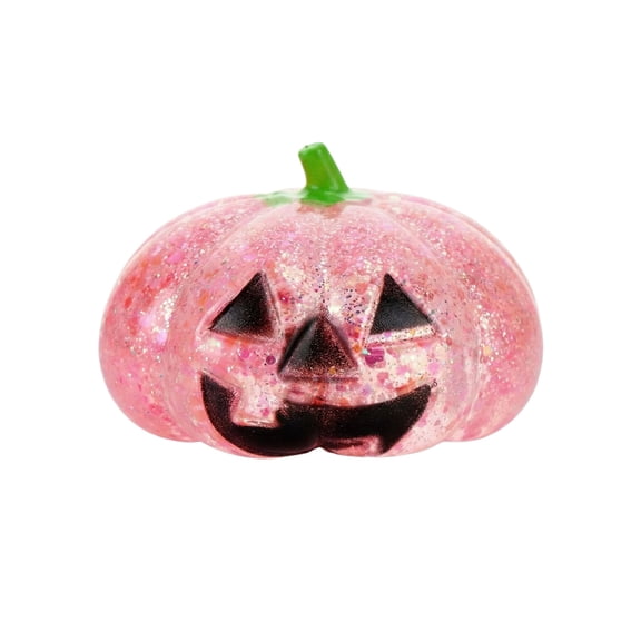 Pumpkin Decor Halloween, Pumpkin Stress Ball, 4X3 In, Pink Glitter, Halloween Toy, Seasonal Home Displays, 1 Pc