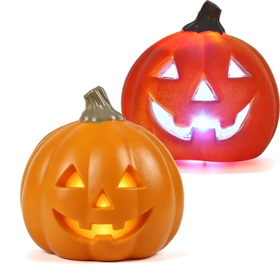 Pumpkin Decor, LED Lighted Pumpkin, 8 Hour Daily Timer for Halloween and Thanksgiving, 4.7 Inch