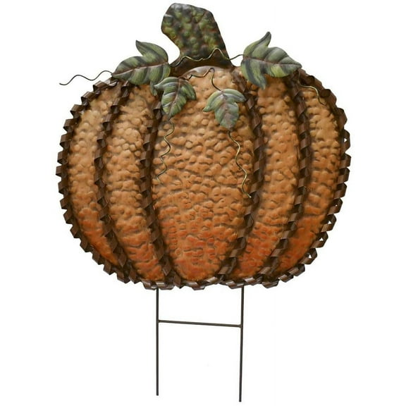 Pumpkin Decoration for Fall Garden Stake Decor, Metal Flat Pumpkins for Autumn Fall Thanksgiving Harvest Halloween Home Decor (Orange B)
