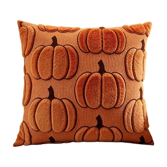 Pumpkin Decorative Throw Pillow with Textured Plush Pattern for Sofa Bed Chair and Autumn Harvest Home Decor