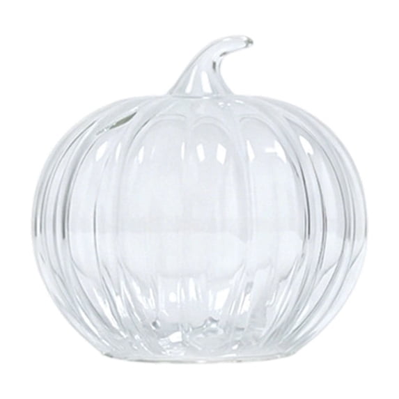 Pumpkin Design Glass Bud Vases, 4.2x4'' Glass Flower Vases for Floral Arrangements, Rustic Decorative Floral Vases for Centerpiece Home Fall Thanksgiving Halloween Home Decor - Clear