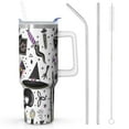 thumbnail image 1 of Pumpkin Design Halloween Tumbler 42oz with Handle - Double Wall Insulated Stainless Steel Cup, Leakproof Lid, Spooky Gift for Fall Parties, 1 of 4