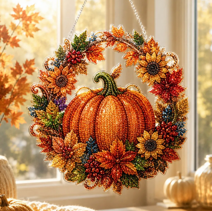 Pumpkin Diamond Art Hanging Ornament Kit Hanging Diamond Art Kits