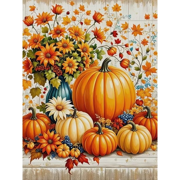 Pumpkin Diamond Art Kits for Adults Beginners, 5D DIY Fall Diamond Painting Kit, DIY Full Drill Diamond Dot Painting Gem Art Kits, Home Wall Decor 8x12 in