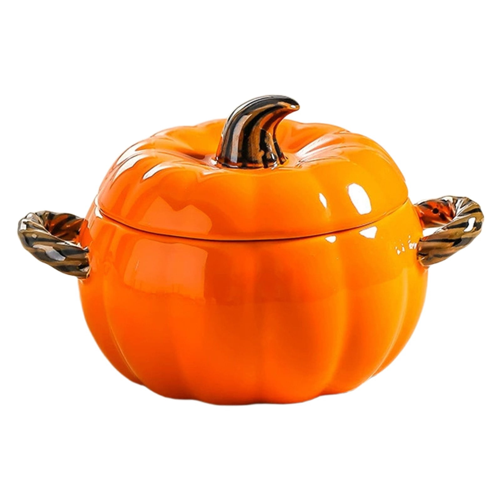 Dutch Oven Citrouille En Céramique Antiadhésive 1,7L Avec Couvercle - Idéal Soupes Et Ragoûts - Orange