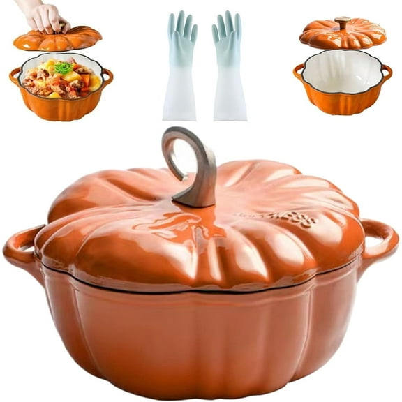 Pumpkin Dutch Oven,Dutch Oven Pot with Lid - Enamel Coated Non-Stick, Ovens, Marinating, Refrigerating, Baking, Halloween Thanksgiving Decorative Gift