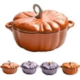 thumbnail image 1 of Pumpkin Dutch Oven Pot with Lid, 4-Qt Enameled Cast Iron Pot - Non-Stick & Oven Safe, The Ultimate Pumpkin Shaped Dutch Oven for Cooking, Halloween & Thanksgiving Gift (Orange #2 7.8in), 1 of 8