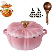 Pumpkin Dutch Oven Pot with Lid , 4 Qt Enameled Cast Iron Pumpkin Shaped Dutch Oven ,Non-Stick, Oven & Stove Safe Pumpkin Pot , For Soups, Stews, Baking & Holiday Gift Giving