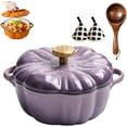 thumbnail image 1 of Pumpkin Dutch Oven Pot with Lid , 4 Qt Enameled Cast Iron Pumpkin Shaped Dutch Oven ,Non-Stick, Oven & Stove Safe Pumpkin Pot , For Soups, Stews, Baking & Holiday Gift Giving, 1 of 9
