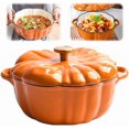 thumbnail image 1 of Pumpkin Dutch Oven Pot with Lid, Enameled Cast Iron Pot - Non-Stick, Oven Safe, for Cooking, Soups & Stews, Serves 3-5, for Stews, Casseroles, Baking, Halloween Thanksgiving Fall Decor Gift, 1 of 9