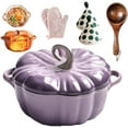 thumbnail image 1 of Pumpkin Dutch Oven Pot with Lid, Enameled Cast Iron Pumpkin Dutch Ovens with Dual Handle for Cooking, Pumpkins Shaped Cast Iron Oven with Lid, for Various Stove, For Stews Soups Baking(D-9.84in/25CM), 1 of 7