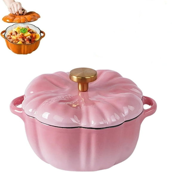Pumpkin Dutch Oven Pot, Pumpkin Pot with Lid, 4-Quart Cookware Set, Serves 3-5, Heavy-Duty Cookware for Braising, Stews, Roasting, Halloween and Thanksgiving Decor Gift