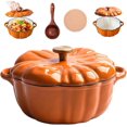 thumbnail image 1 of KANOHENO Pumpkin Dutch Oven Pot with Lid,1.62/1.96qt Non-Stick Enameled Cast Iron,Double Handle,Serves 3-5,Safe for All Stovetops,Fall Thanksgiving Decor, 1 of 9