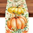 thumbnail image 1 of Pumpkin Eucalyptus Leaves Fall Table Runner, Autumn Thanksgiving Kitchen Table Decorations for Home Party Decor (Pumpkin 1, 13x72 inches), 1 of 6