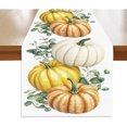 thumbnail image 1 of Pumpkin Eucalyptus Leaves Table Runner 13x72 Inch, Fall Autumn Linen Table Runner for Dining Room Living Room Kitchen, Orange White Pumpkin Runners Thanksgiving Party Decor for Home Indoor Farmhouse, 1 of 6