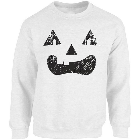 Pumpkin Face Black Jack o Lantern Unisex Sweatshirt Halloween Sweater for Her Him - S M L XL 2XL 3XL 4XL 5XL Graphic Tee - Women Men Crewneck Funny Happy Halloween Holiday Gift