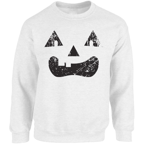 Pumpkin Face Black Jack o Lantern Unisex Sweatshirt Halloween Sweater for Her Him - S M L XL 2XL 3XL 4XL 5XL Graphic Tee - Women Men Crewneck Funny Happy Halloween Holiday Gift