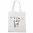 Pumpkin Face Childhood is the best time Women Large Canvas Bag 1Pc