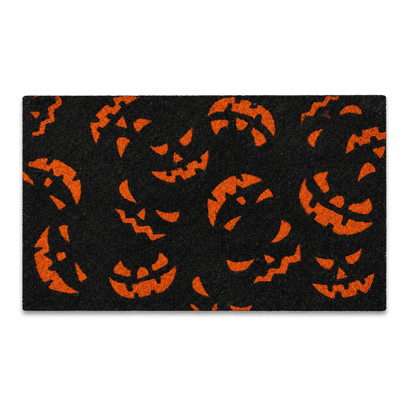 Pumpkin Face Doormat Outdoor Indoor, 23.62 x 15.75 in Halloween Front Door Mat with Non Slip Backing for Entryway Porch Decor