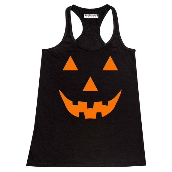Pumpkin Face Funny Halloween Women's Tank Top, L, Black