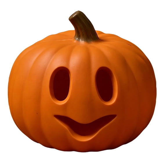 Pumpkin Face Halloween Decor, Orange Tabletop Decoration with Round Eye Openings and a Smiling Face for Halloween Home Decor, Seasonal Tabletop Display and Fall Decorating