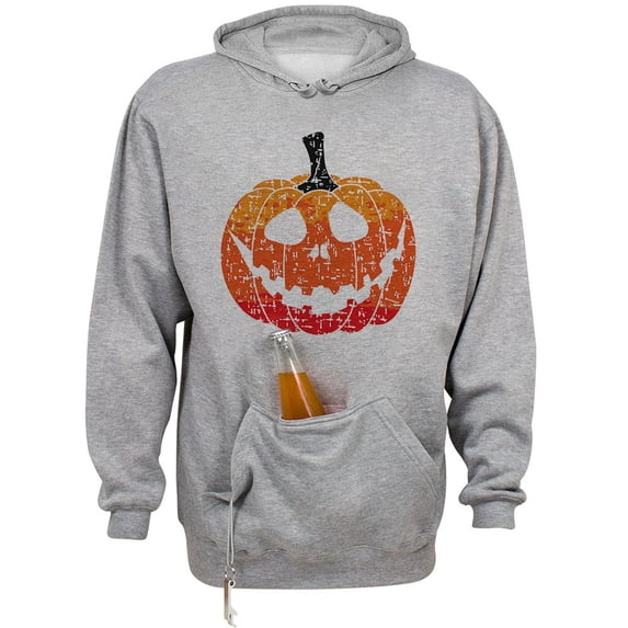 Pumpkin Face Ombre Beer Holder Tailgate Hoodie Sweatshirt Unisex Large Oxford