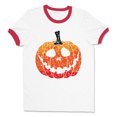 thumbnail image 1 of Pumpkin Face Ombre Ringer Tee Shirt Unisex X-Large White/Red, 1 of 5