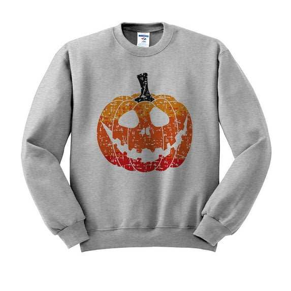 Pumpkin Face Ombre Sweatshirt Unisex 4X-Large Grey