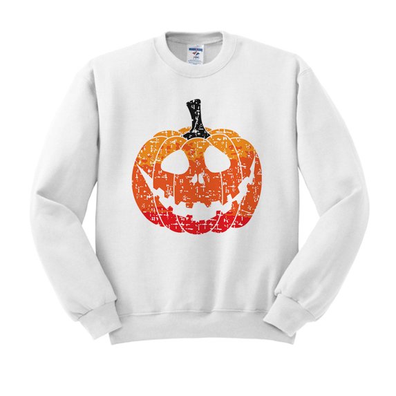 Pumpkin Face Ombre Sweatshirt Unisex Large White
