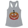 thumbnail image 1 of Pumpkin Face Ombre Tank Top Fitted Racerback Women's 2X-Large Heather Grey, 1 of 5