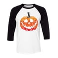 thumbnail image 1 of Pumpkin Face Ombre Three-Quarter Raglan Sleeve Baseball Shirt Unisex Medium White/Black, 1 of 5