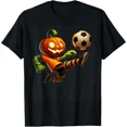 thumbnail image 1 of Pumpkin Face Soccer Halloween Costume Men Boys Kids Cute T-Shirt, 1 of 8