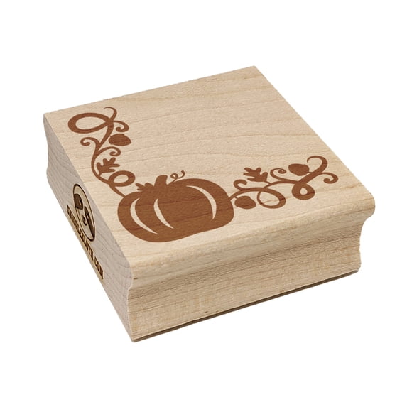 Pumpkin Fall Corner Harvest Halloween Thanksgiving Square Rubber Stamp Stamping Scrapbooking Crafting - Medium 1.75in