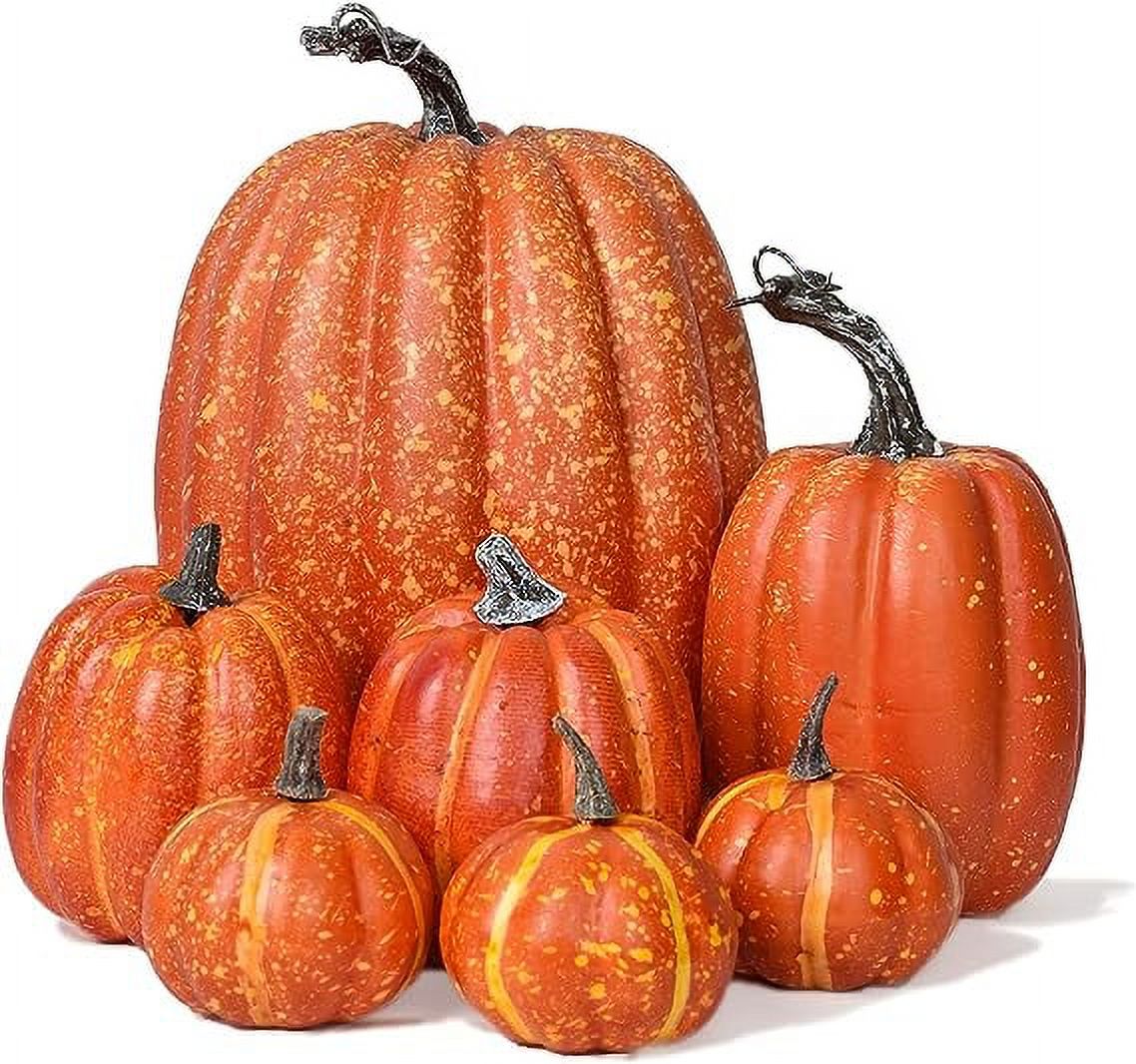 Pumpkin Fall Decorations, Decorative Large Small Outdoor Orange Foam Plastic Fake Faux