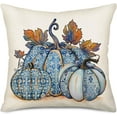 thumbnail image 1 of Pumpkin Fall Decorative Pillow Covers 18x18 Inch Blue Pumpkin and Maple Leaves Autumn Harvest Throw Pillow Covers Farmhouse Thanksgiving Outdoor Pillows Case for Home Couch, 1 of 5