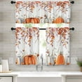 thumbnail image 1 of Pumpkin Fall Kitchen Curtains Autumn Leaves Window Curtains Valance and Tier Set 36 Inch, Thanksgiving Rod Pocket Short Tier Curtain for Room, Orange Watercolor Small Cafe Kitchen Decor, 1 of 6