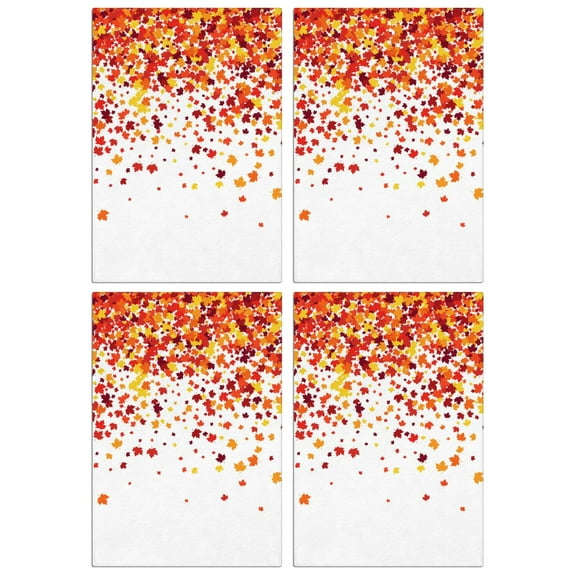 Pumpkin Fall Kitchen Towels Set of 4, Maple Leaves Design, Absorbent Soft Bar Towels, Farmhouse Home Decor