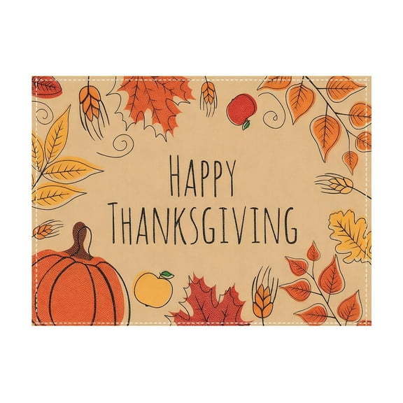 A Pumpkin Fall Placemat Design A 16.5 X 12.6 Inch Thanksgiving Table Mat For Party Catering Decor Heat Insulation Double Sided Stitching Polyester Material