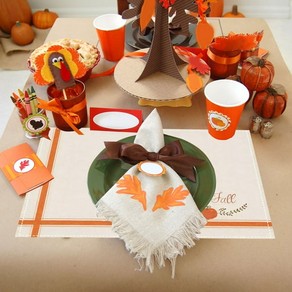 Pumpkin Fall Placemats 1 Piece 16.5x12.6 Inch Vintage Thanksgiving Table Mat, Autumn Harvests Party Dining and Catering Decoration