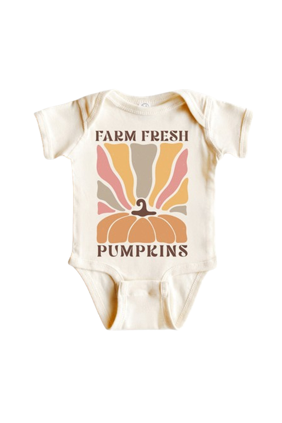 Pumpkin Fall Retro Newborn Baby Bodysuit