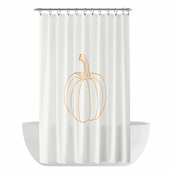Pumpkin Fall Shower Curtain - Water Repellent Fabric Shower Curtains Washable, Minimalist Thanksgiving Farmhouse Decorative Polyester Cloth Bathroom Curtains Modern Bath Decor 36"x72"