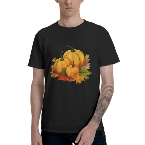 Pumpkin Fall T-Shirt for Men Cotton 100% Summer Tops Women Fashion Casual Short Sleeves Round Collar Short-Sleeve Couple Top Tees