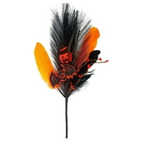 Pumpkin Feathers Decoration, 45Cm Length Artificial Floral Picks With Reusable Stems, Diy Craft Home Party Vase Table Decor For Festive Eerie Atmosphere