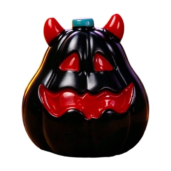 Pumpkin Figurine Spooky Black Devil Horn Resin Halloween Decor 1 Piece for Tiered Tray Tabletop Home Halloween Party Display